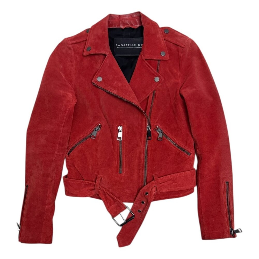 bagatelle Red Suede Moto Jacket